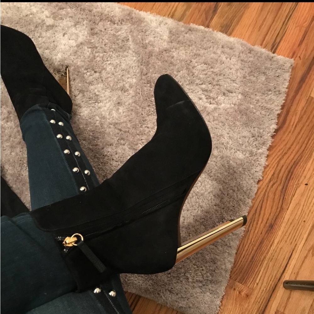 Salvatore Ferragamo ankle boots gold heel